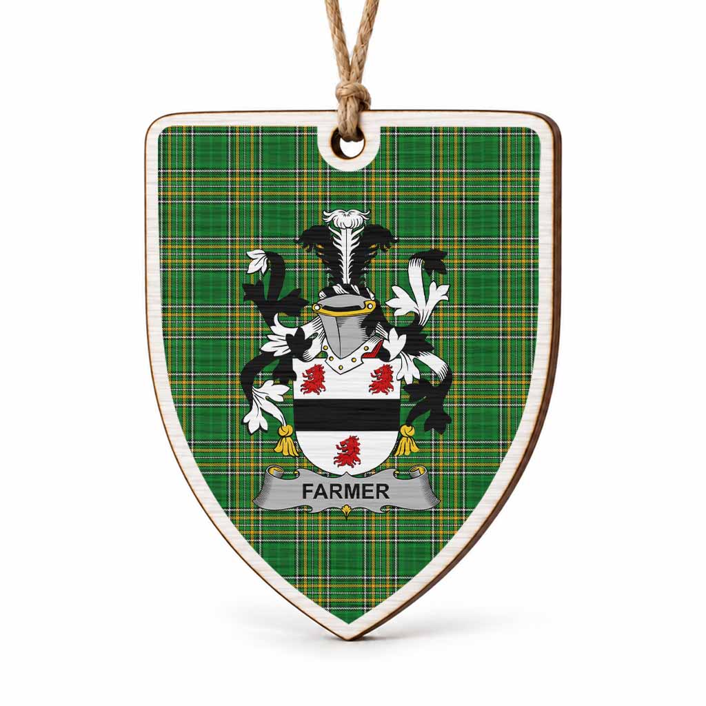 Farmer Coat of Arms Shield Wood Ornament , Irish Heritage Hanging Plaque for Christmas Tree