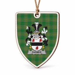 Farmer Coat of Arms Shield Wood Ornament , Irish Heritage Hanging Plaque for Christmas Tree