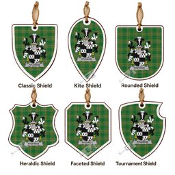 Fitz-Rice Coat of Arms Shield Wood Ornament , Irish Heritage Hanging Plaque for Christmas Tree