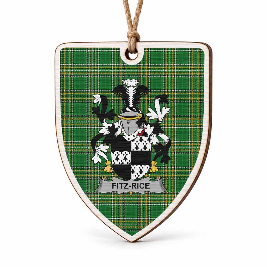 Fitz-Rice Coat of Arms Shield Wood Ornament , Irish Heritage Hanging Plaque for Christmas Tree