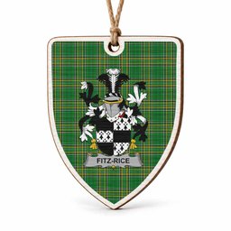 Fitz-Rice Coat of Arms Shield Wood Ornament , Irish Heritage Hanging Plaque for Christmas Tree