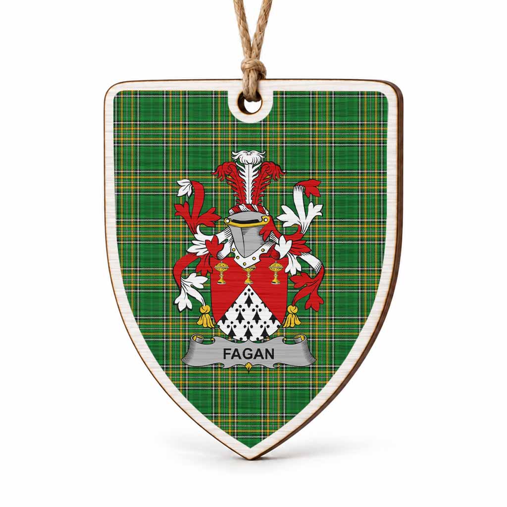 Fagan Coat of Arms Shield Wood Ornament , Irish Heritage Hanging Plaque for Christmas Tree