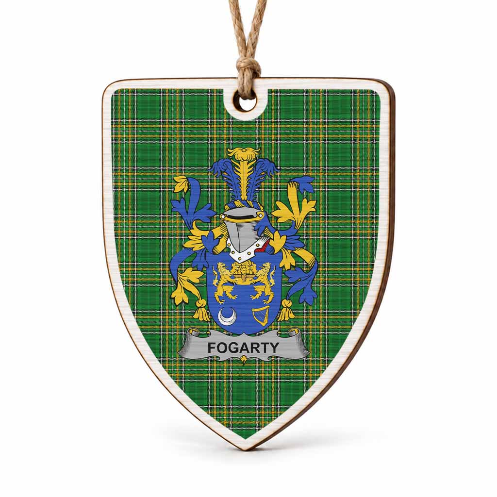 Fogarty Coat of Arms Shield Wood Ornament , Irish Heritage Hanging Plaque for Christmas Tree