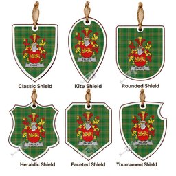 Falvey Coat of Arms Shield Wood Ornament , Irish Heritage Hanging Plaque for Christmas Tree