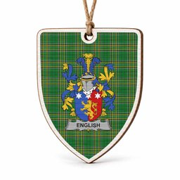 English Coat of Arms Shield Wood Ornament , Irish Heritage Hanging Plaque for Christmas Tree