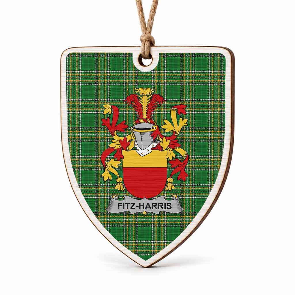 Fitz-Harris Coat of Arms Shield Wood Ornament , Irish Heritage Hanging Plaque for Christmas Tree