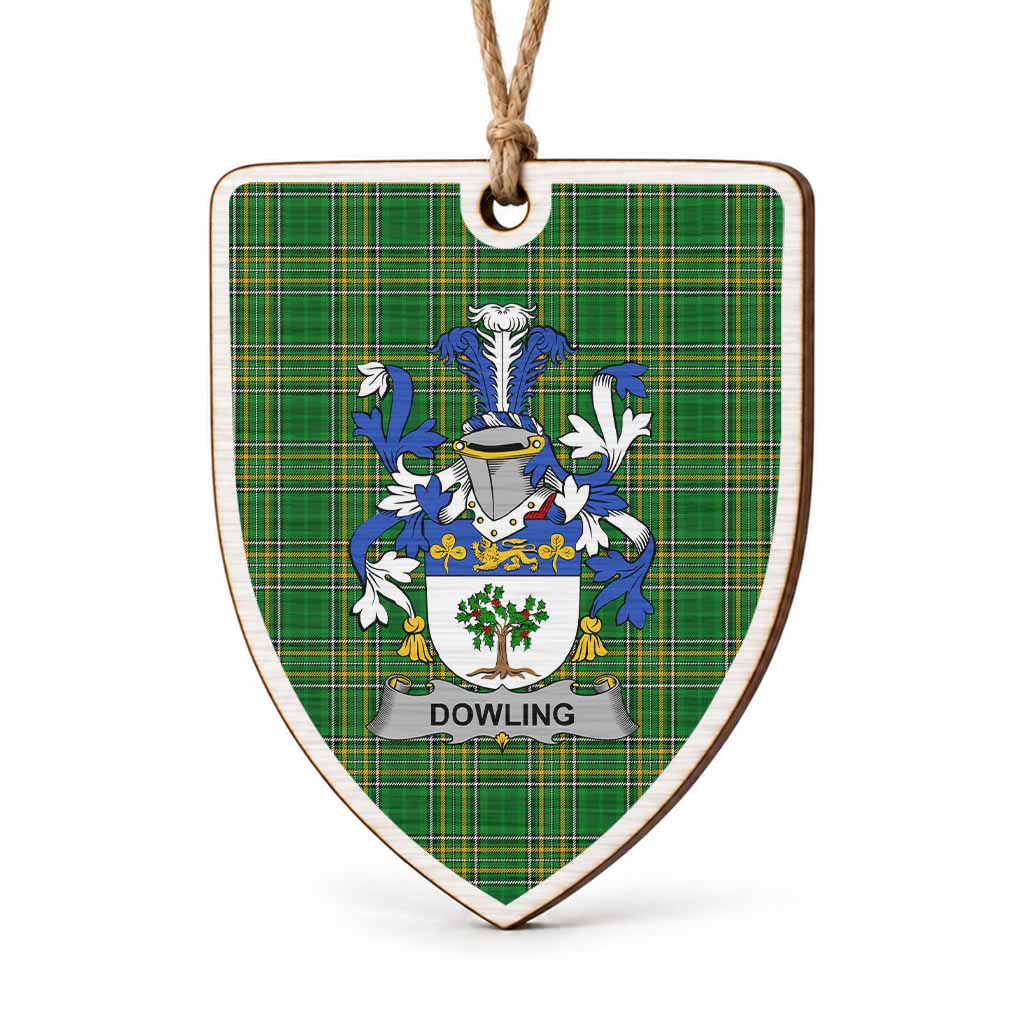 Dowling Coat of Arms Shield Wood Ornament , Irish Heritage Hanging Plaque for Christmas Tree