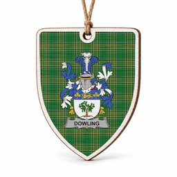 Dowling Coat of Arms Shield Wood Ornament , Irish Heritage Hanging Plaque for Christmas Tree