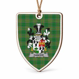 Dancer Coat of Arms Shield Wood Ornament , Irish Heritage Hanging Plaque for Christmas Tree