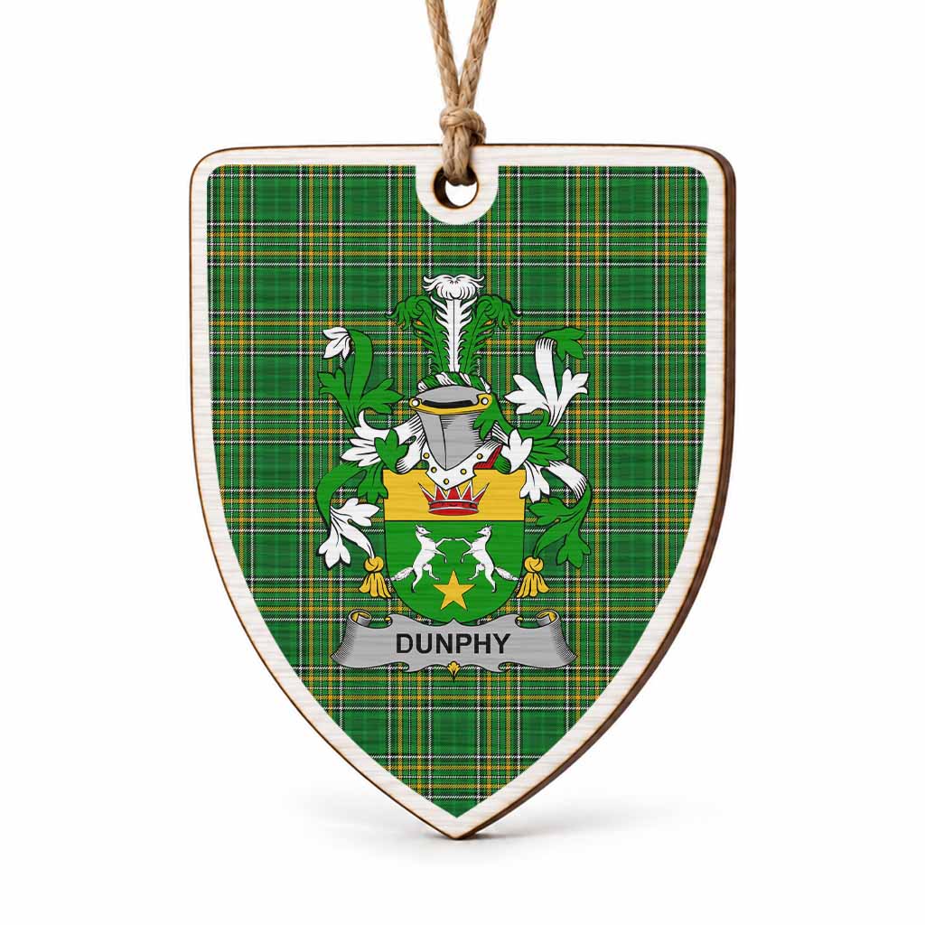Dunphy Coat of Arms Shield Wood Ornament , Irish Heritage Hanging Plaque for Christmas Tree