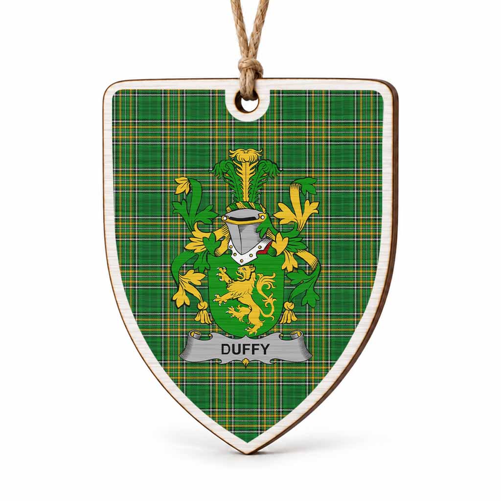 Duffy Coat of Arms Shield Wood Ornament , Irish Heritage Hanging Plaque for Christmas Tree