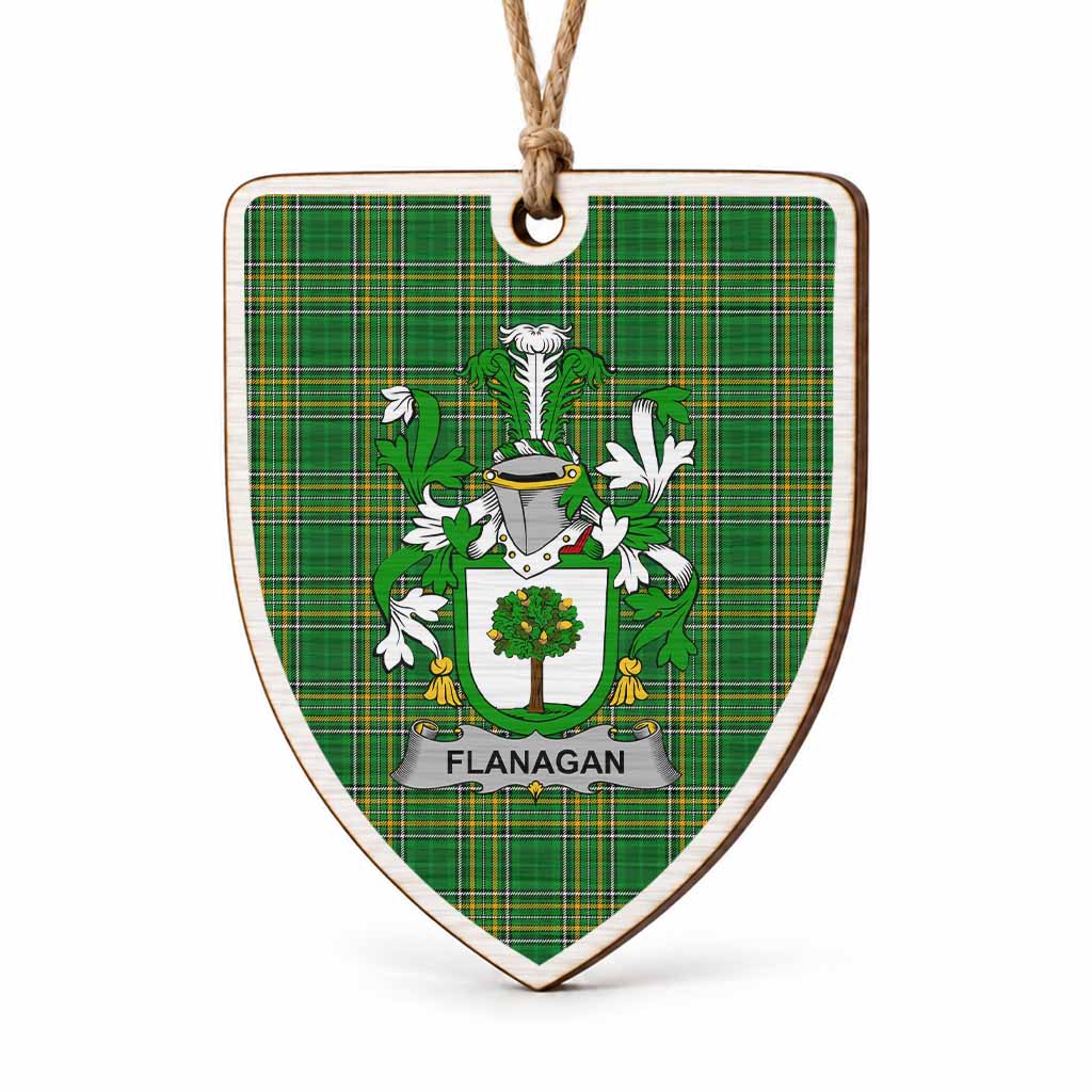 Flanagan Coat of Arms Shield Wood Ornament , Irish Heritage Hanging Plaque for Christmas Tree