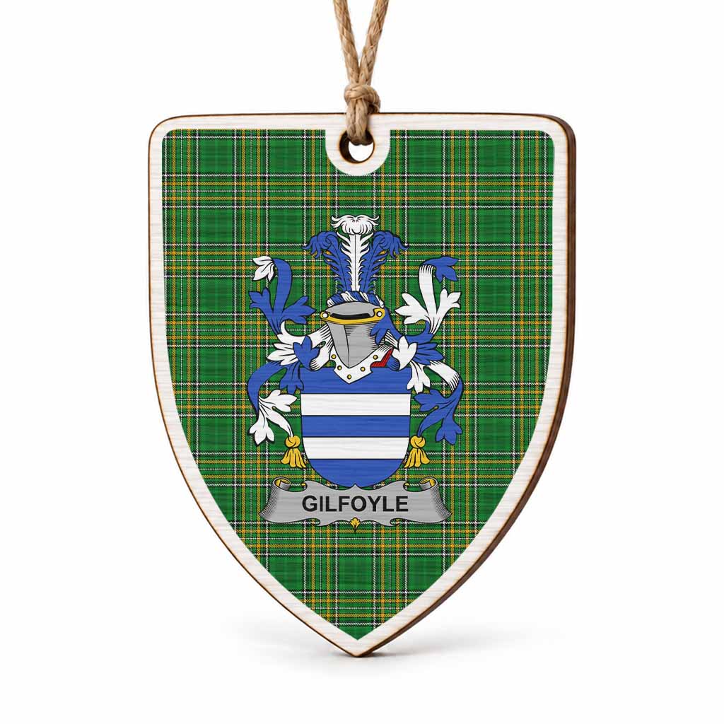 Gilfoyle Coat of Arms Shield Wood Ornament , Irish Heritage Hanging Plaque for Christmas Tree