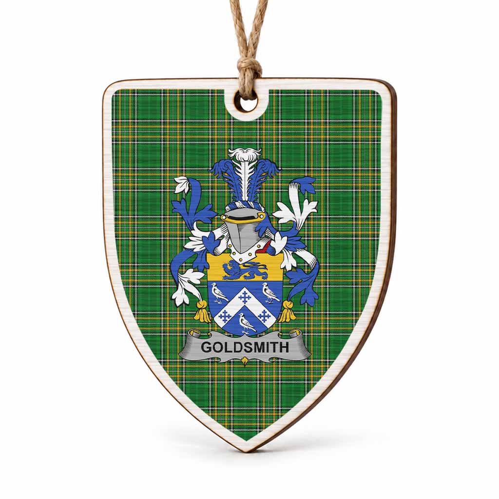 Goldsmith Coat of Arms Shield Wood Ornament , Irish Heritage Hanging Plaque for Christmas Tree