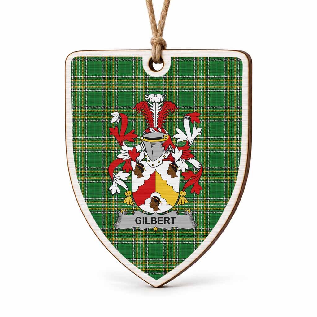 Gilbert Coat of Arms Shield Wood Ornament , Irish Heritage Hanging Plaque for Christmas Tree