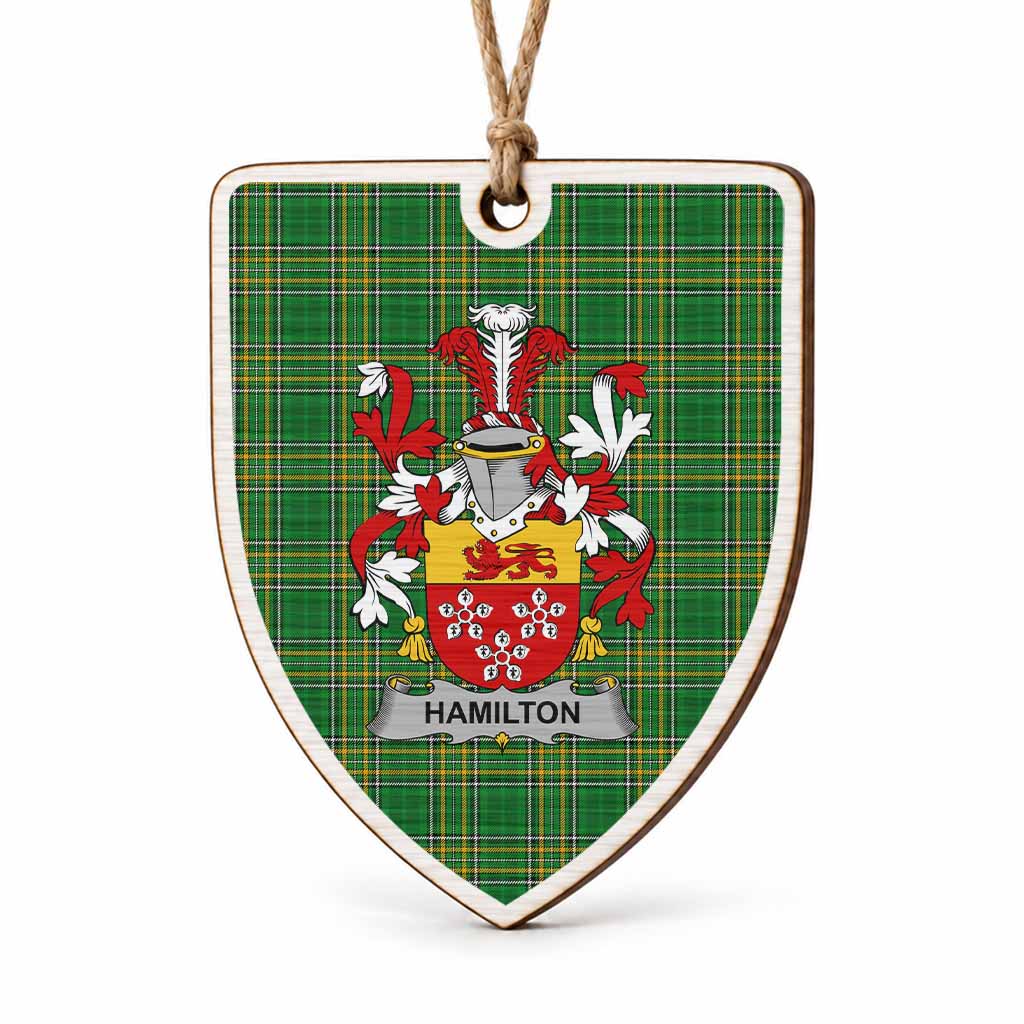 Hamilton Coat of Arms Shield Wood Ornament , Irish Heritage Hanging Plaque for Christmas Tree
