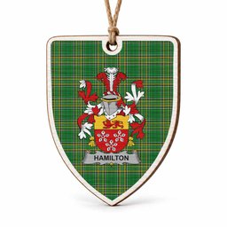 Hamilton Coat of Arms Shield Wood Ornament , Irish Heritage Hanging Plaque for Christmas Tree