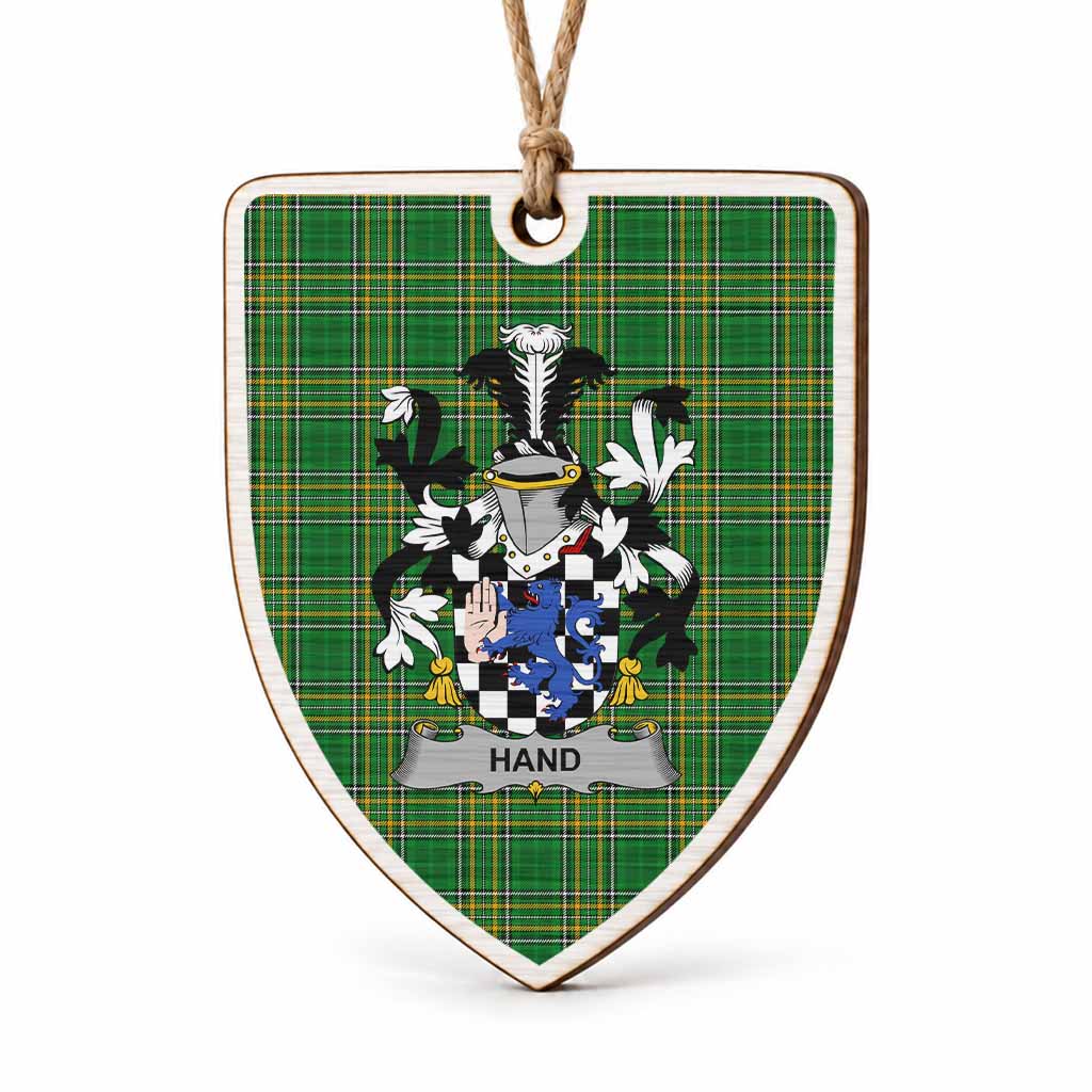 Hand Coat of Arms Shield Wood Ornament , Irish Heritage Hanging Plaque for Christmas Tree