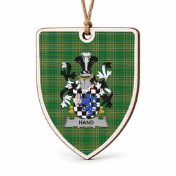 Hand Coat of Arms Shield Wood Ornament , Irish Heritage Hanging Plaque for Christmas Tree