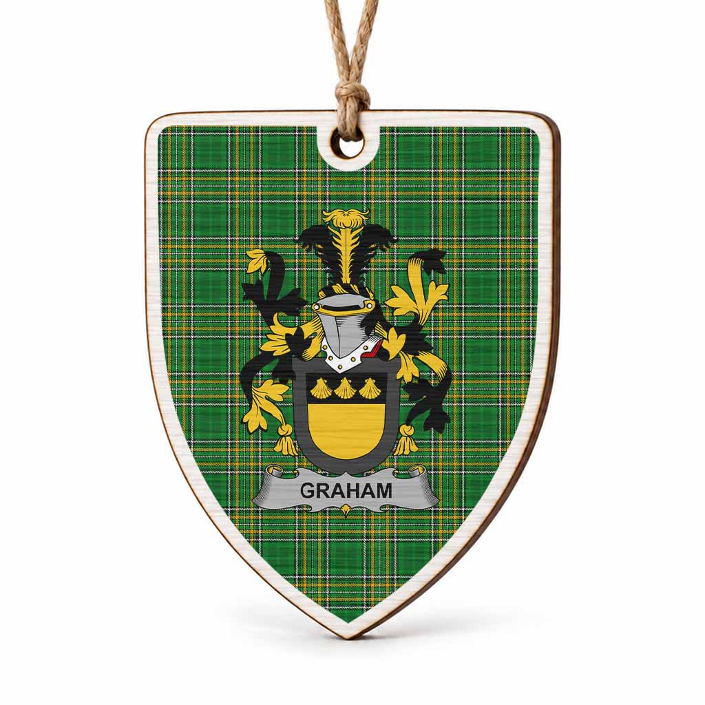 Graham Coat of Arms Shield Wood Ornament , Irish Heritage Hanging Plaque for Christmas Tree