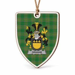 Graham Coat of Arms Shield Wood Ornament , Irish Heritage Hanging Plaque for Christmas Tree