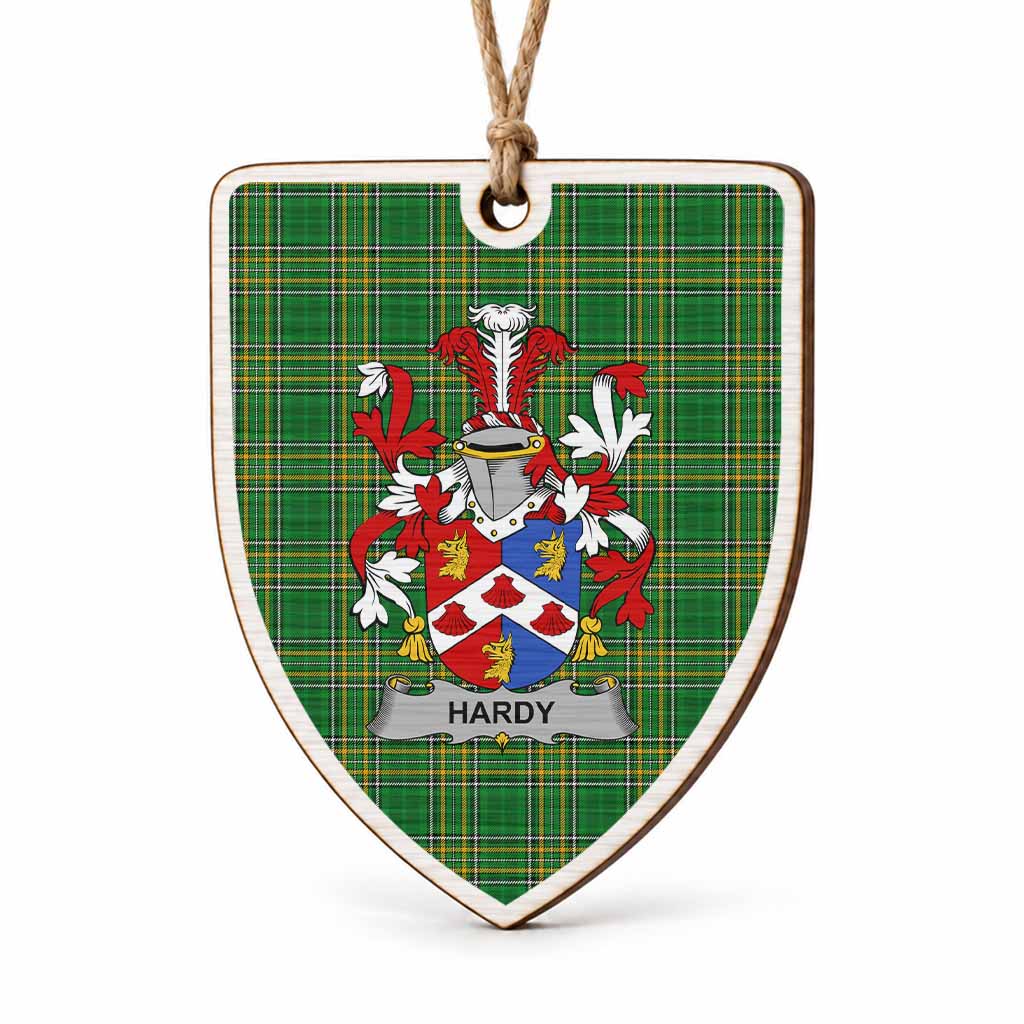 Hardy Coat of Arms Shield Wood Ornament , Irish Heritage Hanging Plaque for Christmas Tree