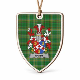 Hardy Coat of Arms Shield Wood Ornament , Irish Heritage Hanging Plaque for Christmas Tree