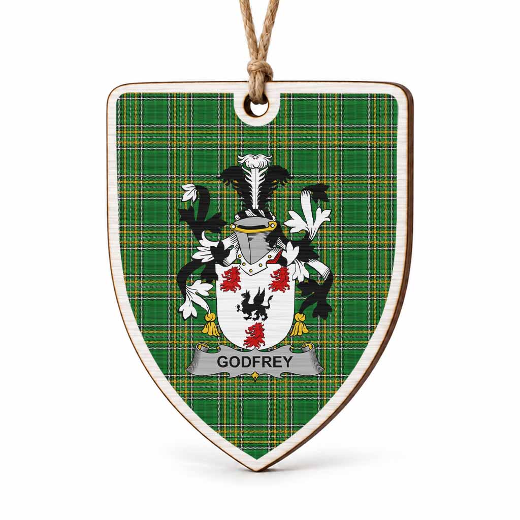 Godfrey of Bushfield Coat of Arms Shield Wood Ornament , Irish Heritage Hanging Plaque for Christmas Tree