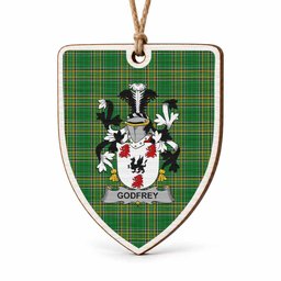 Godfrey of Bushfield Coat of Arms Shield Wood Ornament , Irish Heritage Hanging Plaque for Christmas Tree