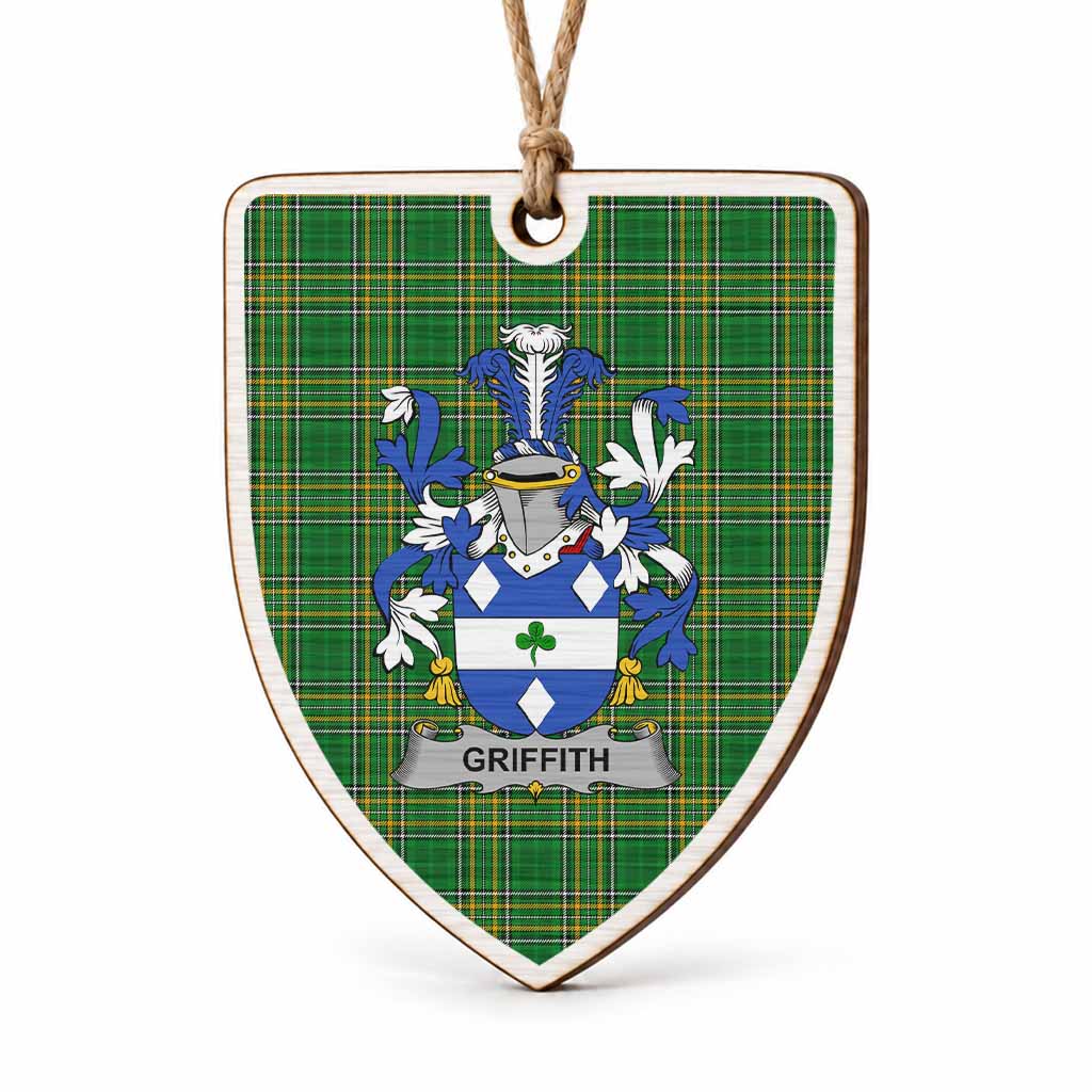 Griffith Coat of Arms Shield Wood Ornament , Irish Heritage Hanging Plaque for Christmas Tree