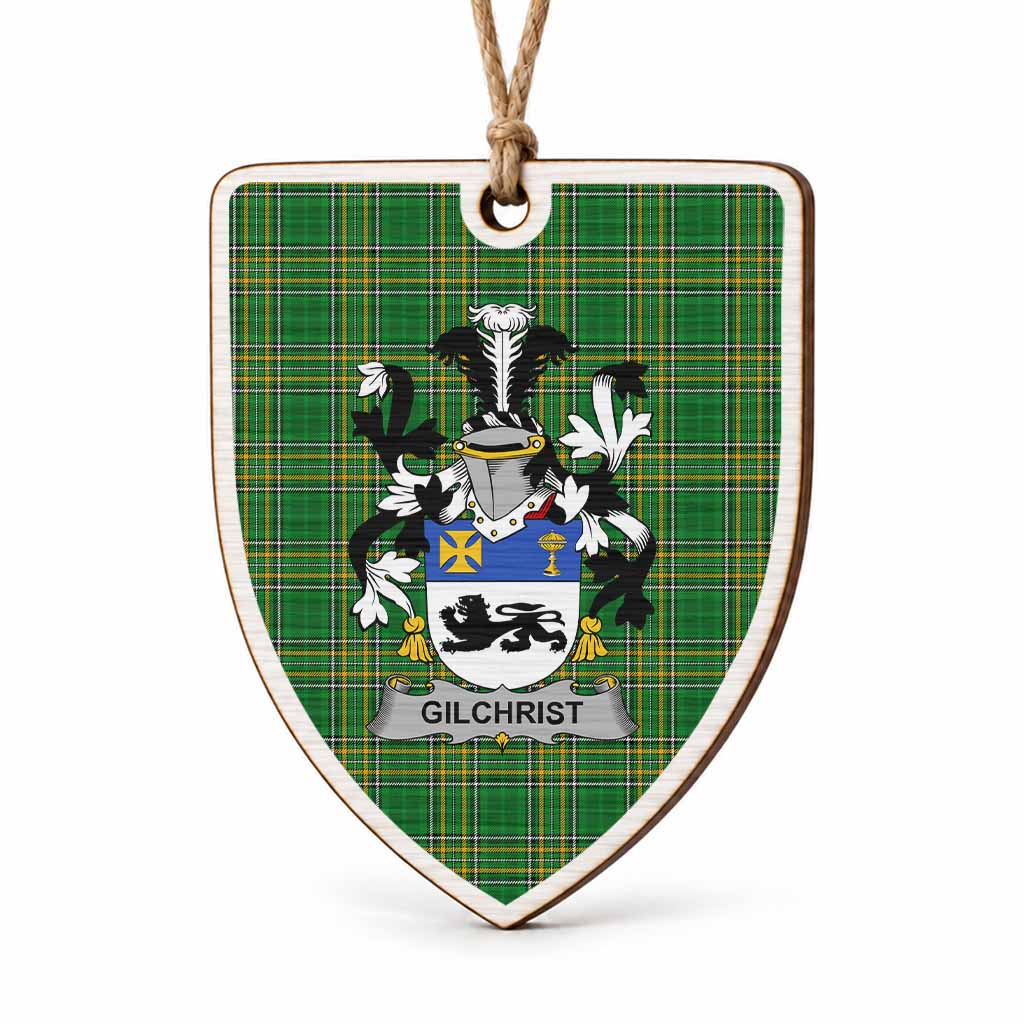 Gilchrist Coat of Arms Shield Wood Ornament , Irish Heritage Hanging Plaque for Christmas Tree