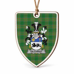 Gilchrist Coat of Arms Shield Wood Ornament , Irish Heritage Hanging Plaque for Christmas Tree