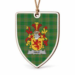 Hale Coat of Arms Shield Wood Ornament , Irish Heritage Hanging Plaque for Christmas Tree