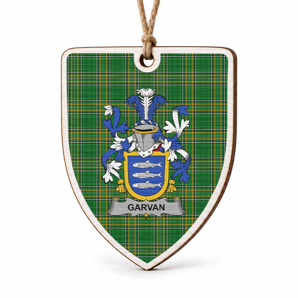 Garvan Coat of Arms Shield Wood Ornament , Irish Heritage Hanging Plaque for Christmas Tree