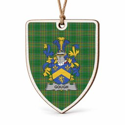 Gough Coat of Arms Shield Wood Ornament , Irish Heritage Hanging Plaque for Christmas Tree