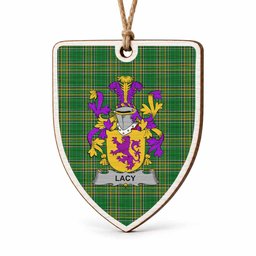 Lacy Coat of Arms Shield Wood Ornament , Irish Heritage Hanging Plaque for Christmas Tree
