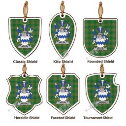 Meighe Coat of Arms Shield Wood Ornament , Irish Heritage Hanging Plaque for Christmas Tree