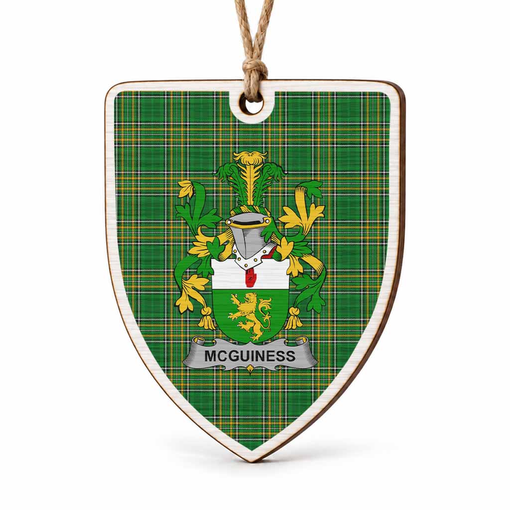 McGuiness Coat of Arms Shield Wood Ornament , Irish Heritage Hanging Plaque for Christmas Tree