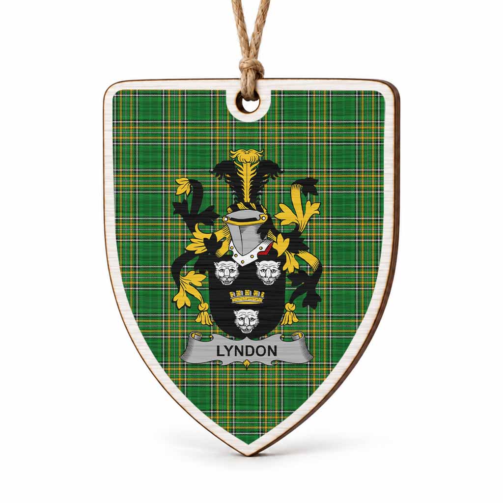 Lyndon Coat of Arms Shield Wood Ornament , Irish Heritage Hanging Plaque for Christmas Tree