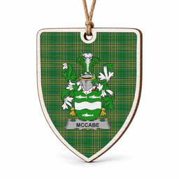McCabe Coat of Arms Shield Wood Ornament , Irish Heritage Hanging Plaque for Christmas Tree