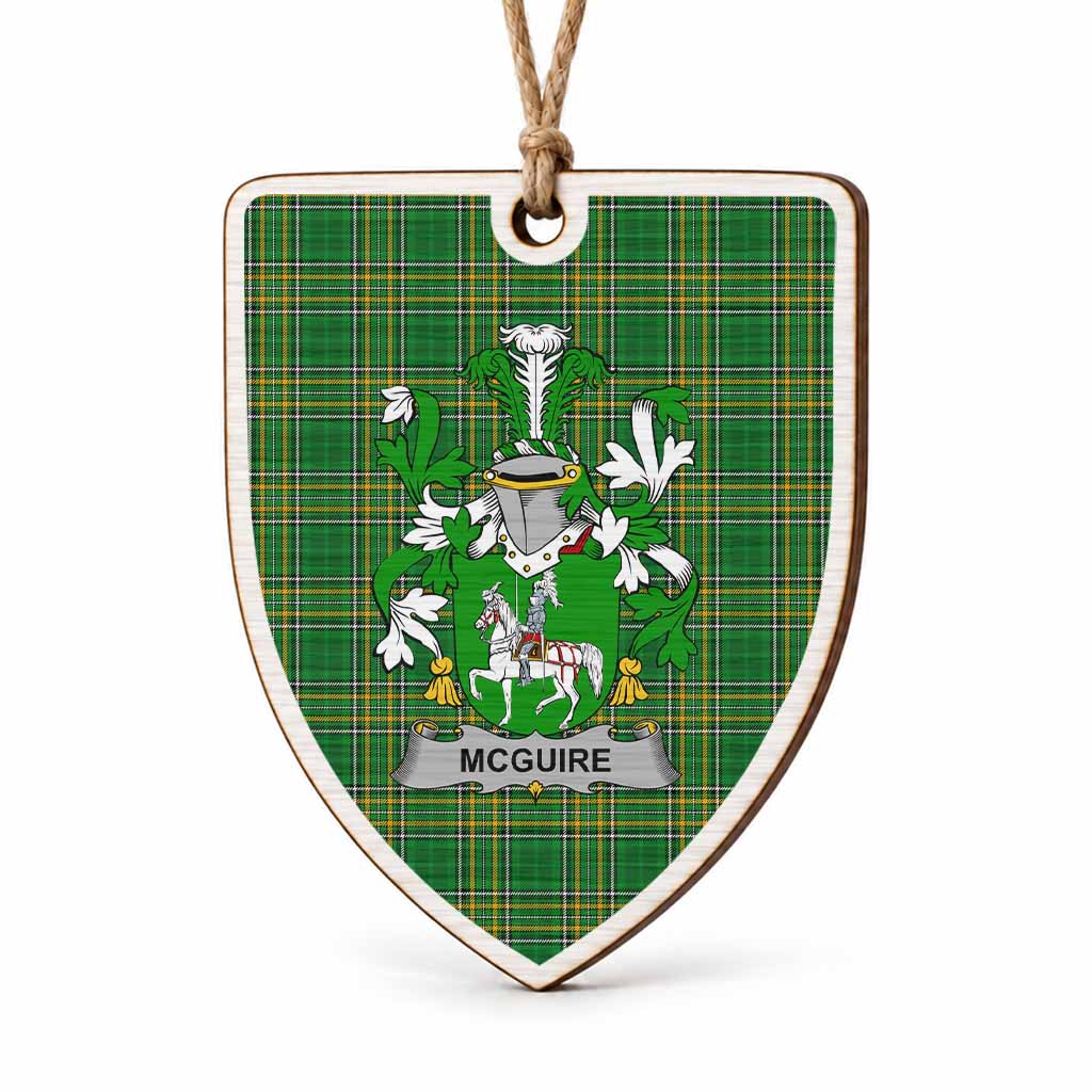 McGuire Coat of Arms Shield Wood Ornament , Irish Heritage Hanging Plaque for Christmas Tree