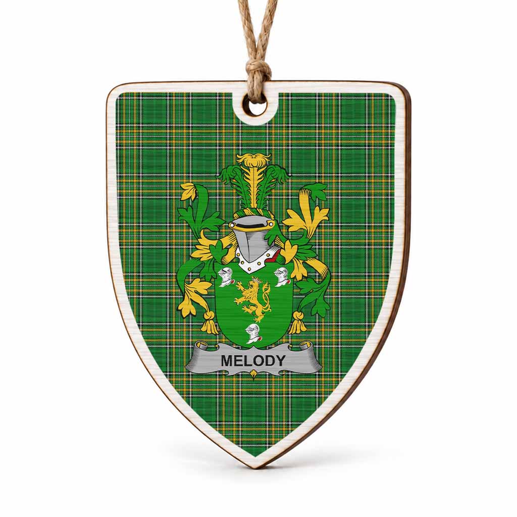 Melody Coat of Arms Shield Wood Ornament , Irish Heritage Hanging Plaque for Christmas Tree