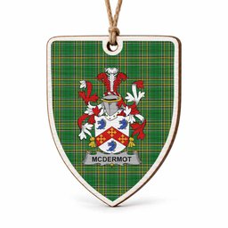 McDermot Coat of Arms Shield Wood Ornament , Irish Heritage Hanging Plaque for Christmas Tree