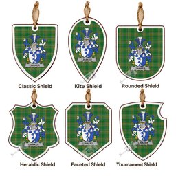 Linaker Coat of Arms Shield Wood Ornament , Irish Heritage Hanging Plaque for Christmas Tree