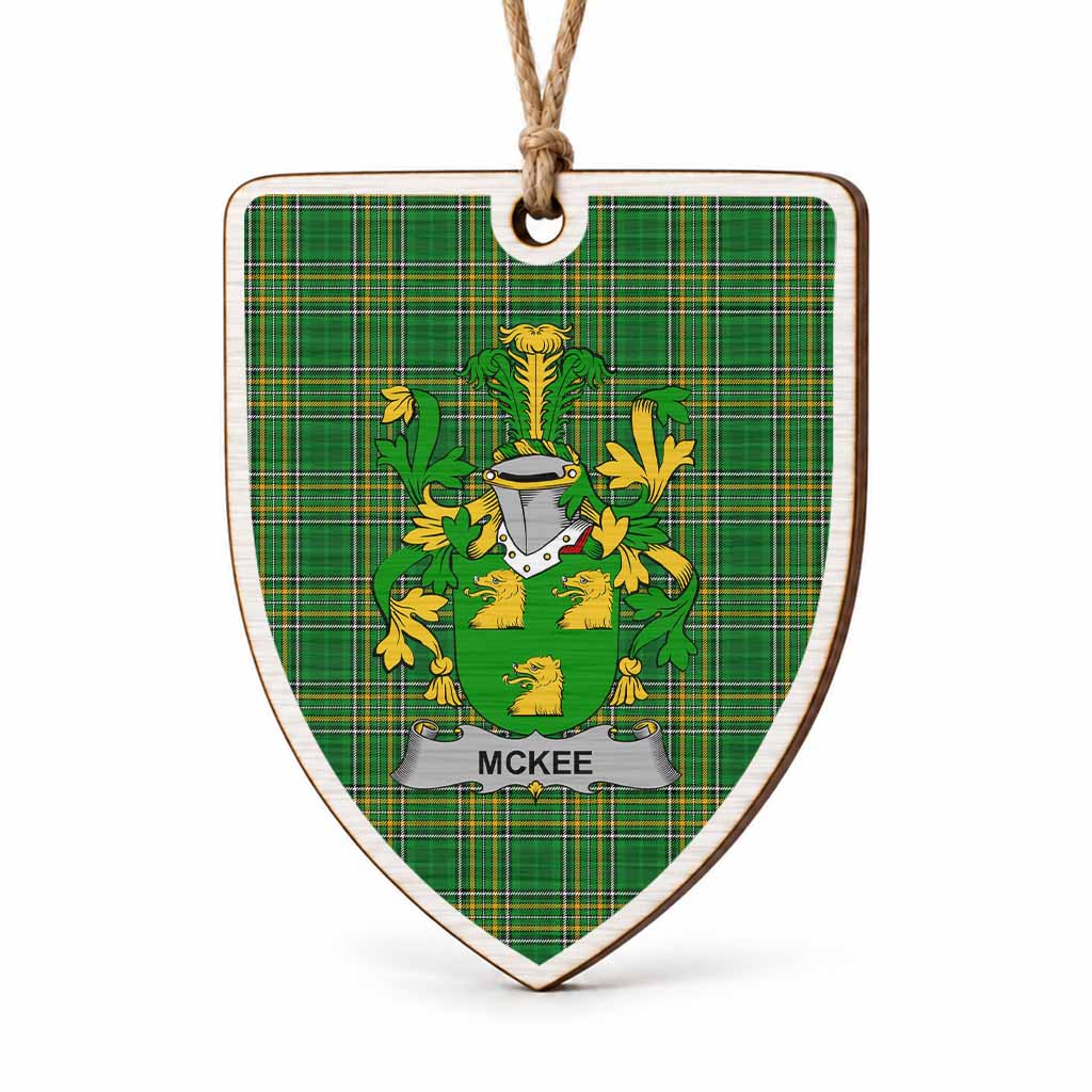 McKee Coat of Arms Shield Wood Ornament , Irish Heritage Hanging Plaque for Christmas Tree
