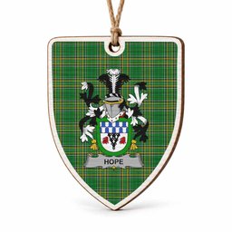 Hope Coat of Arms Shield Wood Ornament , Irish Heritage Hanging Plaque for Christmas Tree