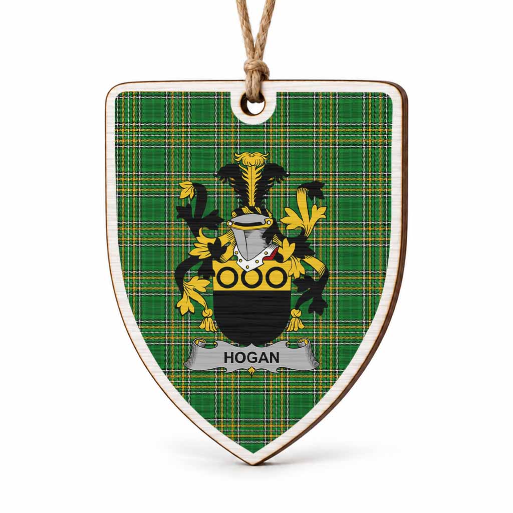 Hogan Coat of Arms Shield Wood Ornament , Irish Heritage Hanging Plaque for Christmas Tree