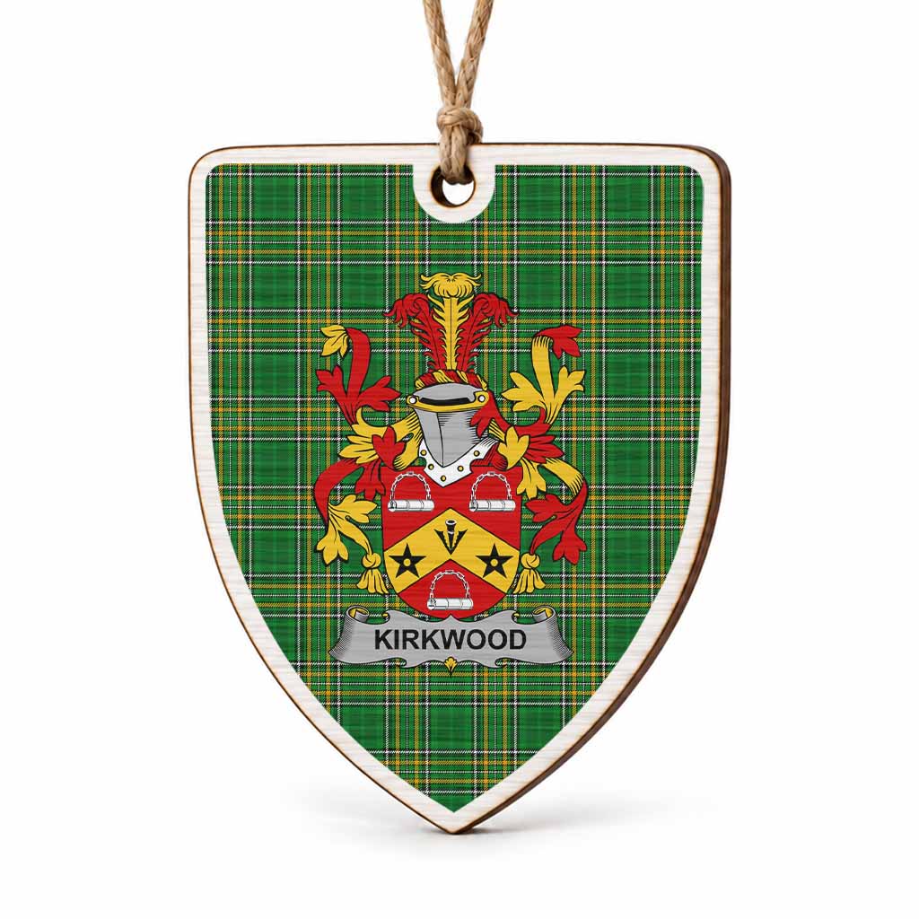 Kirkwood Coat of Arms Shield Wood Ornament , Irish Heritage Hanging Plaque for Christmas Tree