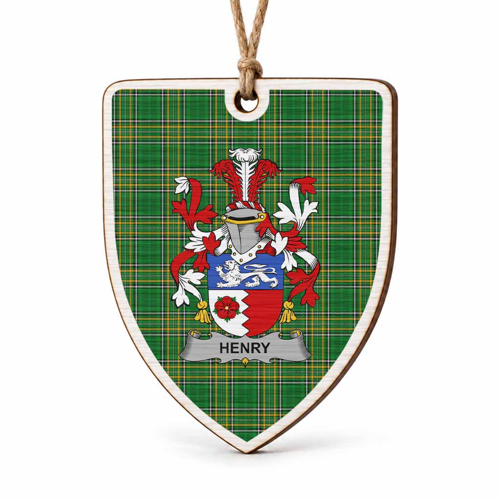 Henry Coat of Arms Shield Wood Ornament , Irish Heritage Hanging Plaque for Christmas Tree
