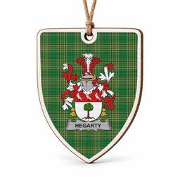 Hegarty Coat of Arms Shield Wood Ornament , Irish Heritage Hanging Plaque for Christmas Tree